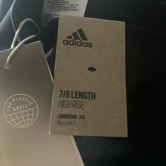 Adidas Womens 3-Stripe High-Waist Full Length Training Leggings NWT blk/white L - Picture 4 of 4